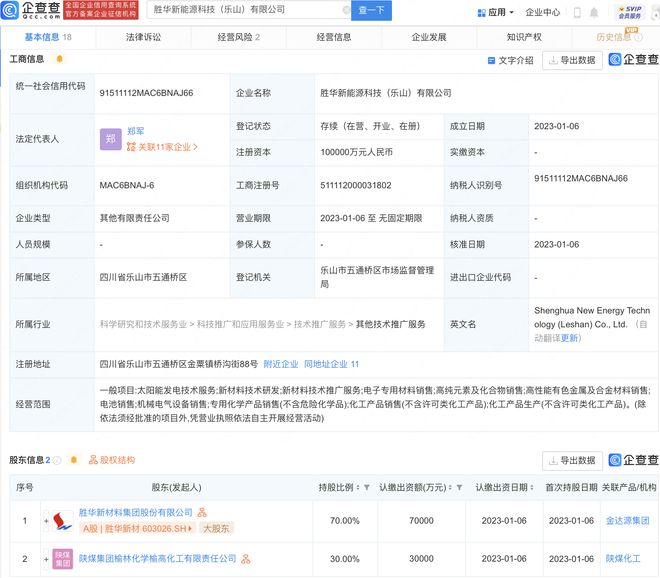 胜华新材投资设立新能源科技公司,注册资本10亿元